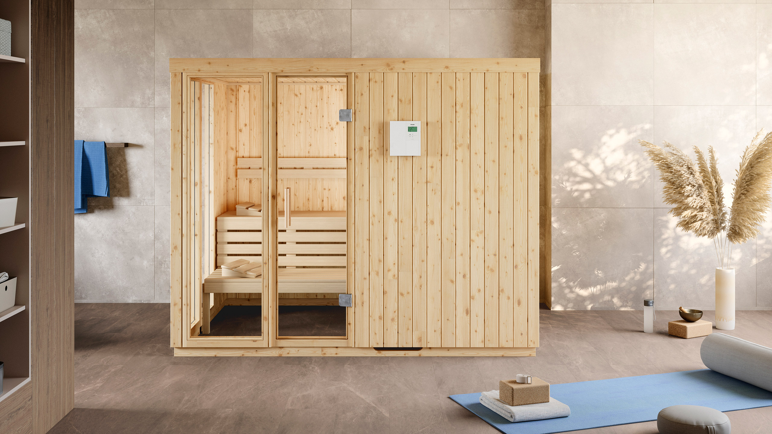 Origo sauna met glazen elementen